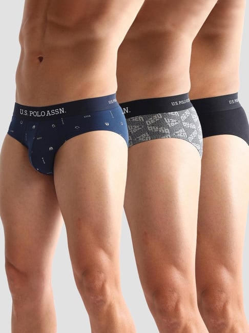 U.S. Polo Assn. Multicolored Cotton Regular Fit Printed Briefs - Pack Of 3