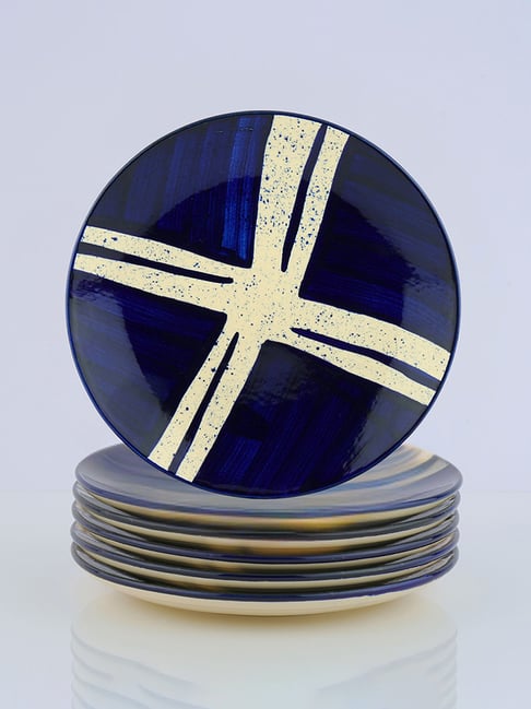 BlackCarrot Ceramic Blue & White Quarter Plates - Set of 6-picture-27