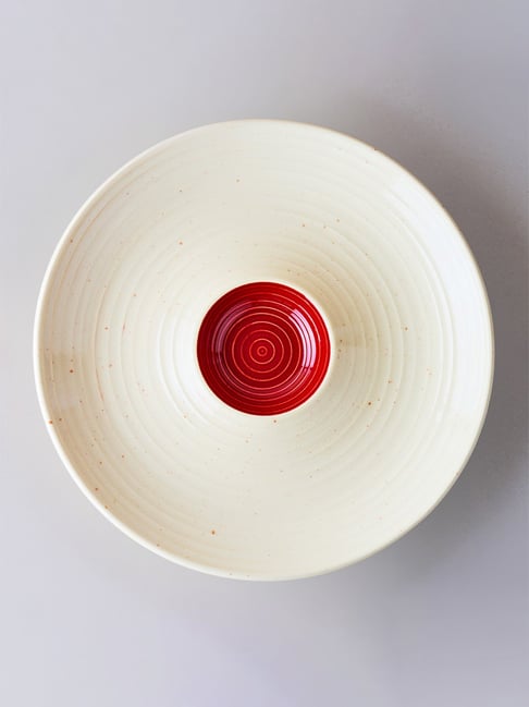 BlackCarrot Red & White Stoneware Premium Chip & Dip Platter-picture-19