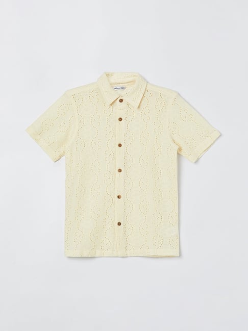 Fame Forever by Lifestyle Kids Off White Embroidery Regular Fit Shirt-picture-24