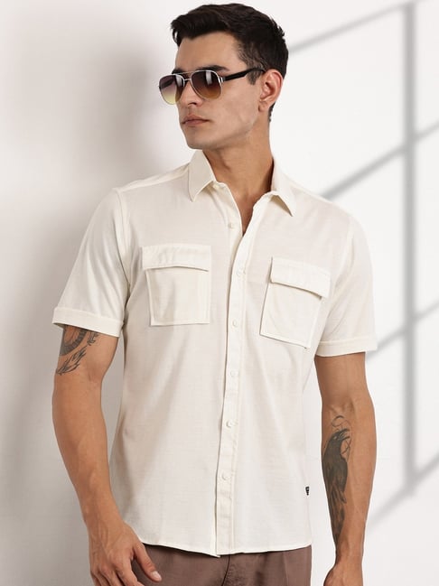 Thomas Scott Off White Slim Fit Shirt-picture-48