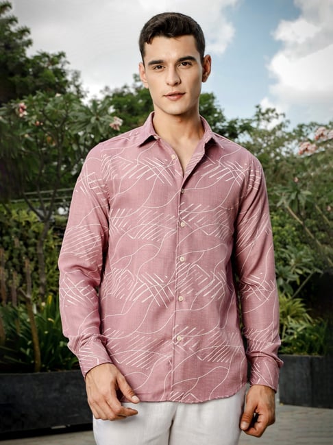 Thomas Scott Pink Slim Fit Printed Shirt-picture-33