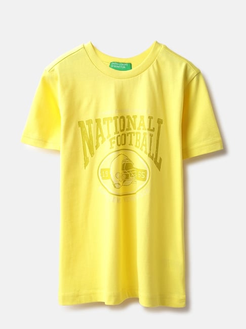 United Colors of Benetton Boys Yellow Cotton T-Shirt-picture-33