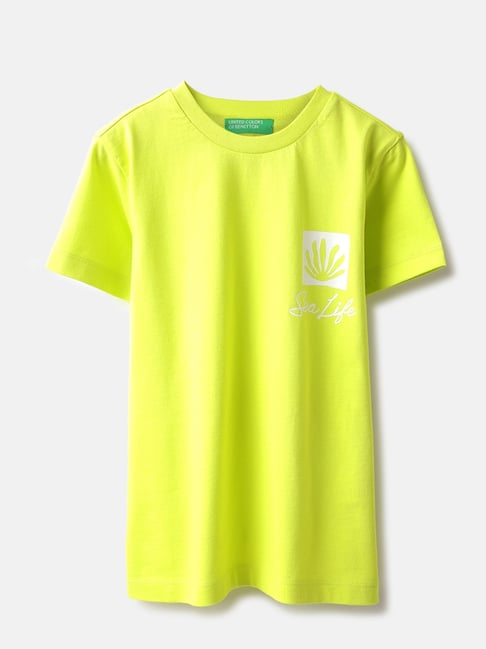 United Colors of Benetton Boys Lime Green Cotton T-Shirt-picture-20