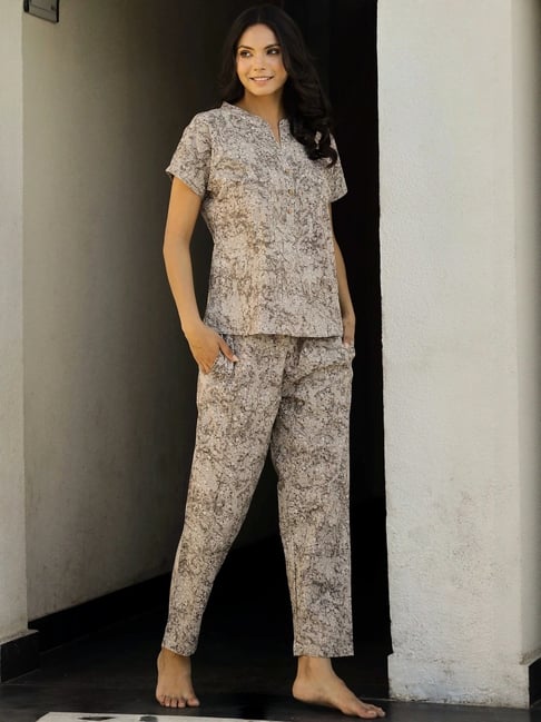 SAY Grey Printed Pyjamas Set-picture-24