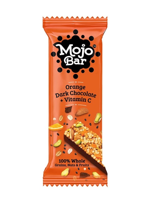 Mojo Bar Orange Dark Chocolate & Vitamin C, Nut | High Energy & Granola Bars - Pack of 15 - 32 g