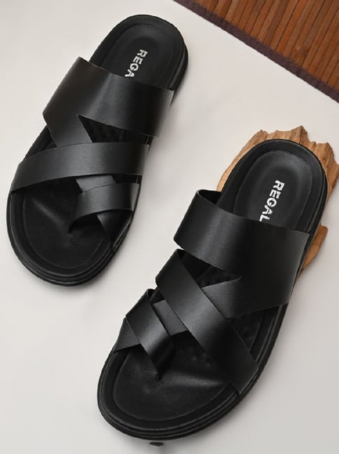 Regal Men's Black Toe Ring Sandals-picture-35