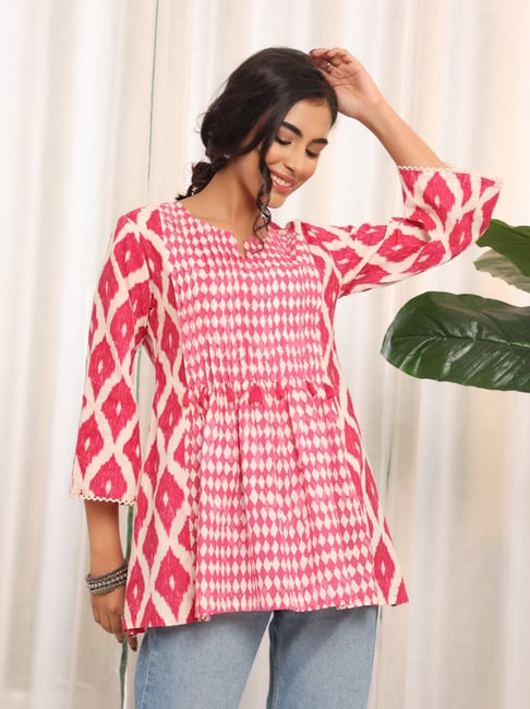 Varanga Pink Cotton Blend Printed Tunic-picture-17