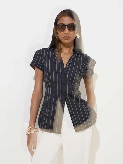 Wardrobe by Westside Black Stripe Printed Shirt-picture-18