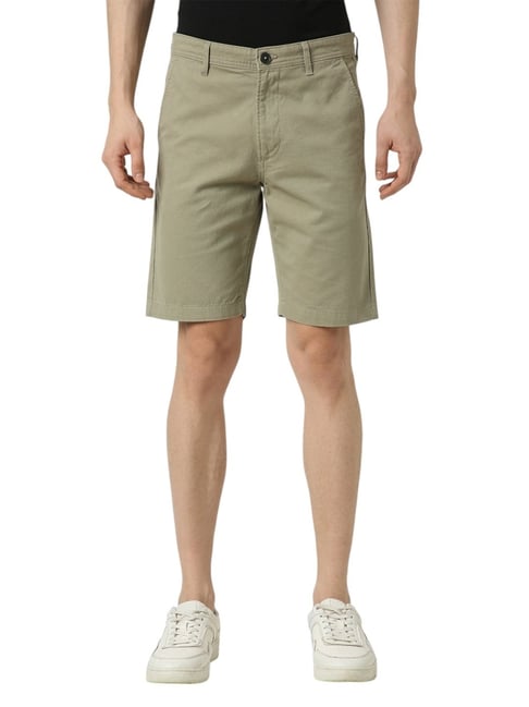 Peter England Green Cotton Regular Fit Shorts-picture-29