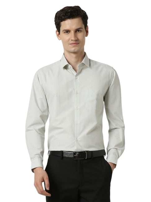 Peter England Grey Slim Fit Shirt-image-30