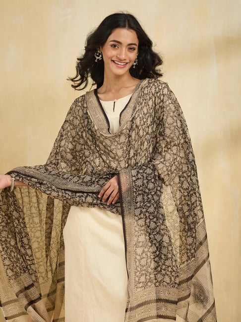 Fabindia Black Printed Dupatta-picture-31