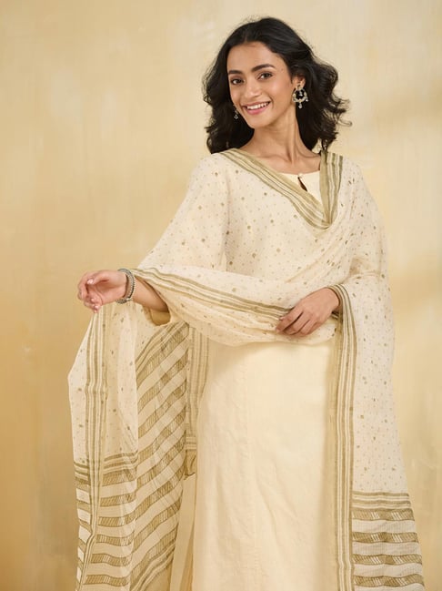 Fabindia Olive Polka Dot Dupatta-picture-25