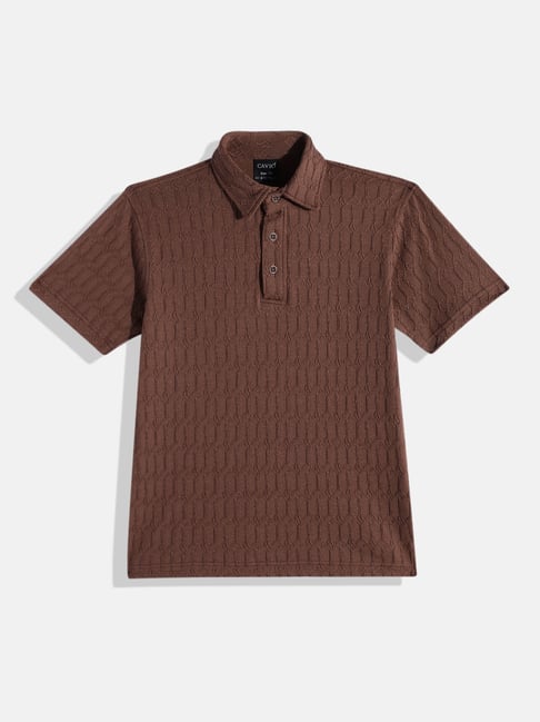 Cavio Boys Brown Cotton Lycra Half Sleeves Solid Casual T-Shirt-picture-28
