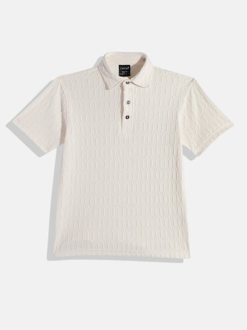 Cavio Boys Cream Cotton Lycra Half Sleeves Solid Casual T-Shirt-picture-20