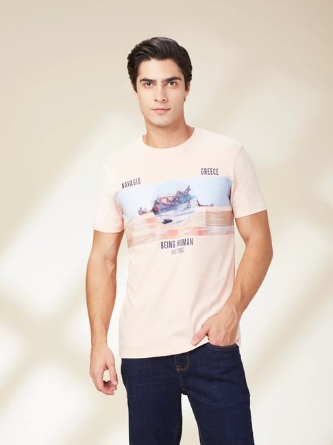 Being Human Pink Cotton Regular Fit Printed T-Shirt-picture-18