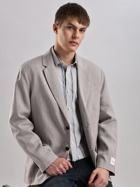 CALVIN KLEIN JEANS Grey Men Regular fit Self Design Blazer