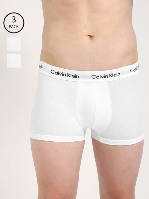 Calvin Klein Underwear White Men Logo Trunks (Pack of 3)
