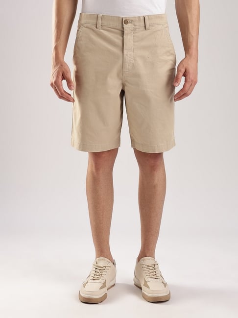 Calvin Klein Jeans Beige Cotton Regular Solid Shorts