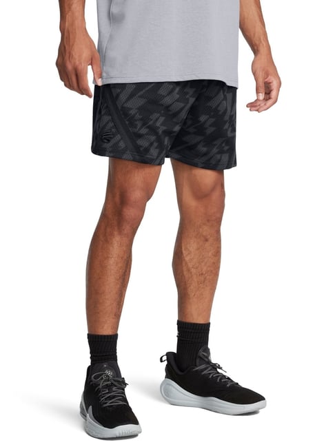 Under Armour Black Loose Fit Printed Sports Shorts