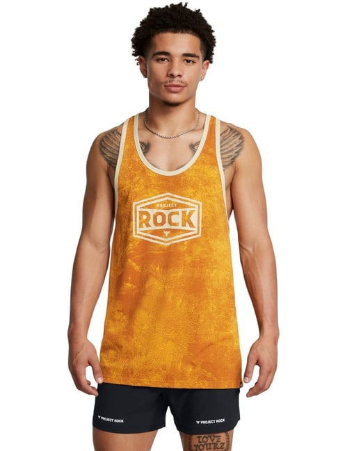 Under Armour Yellow Regular Fit Printed Tank Tee-picture-10