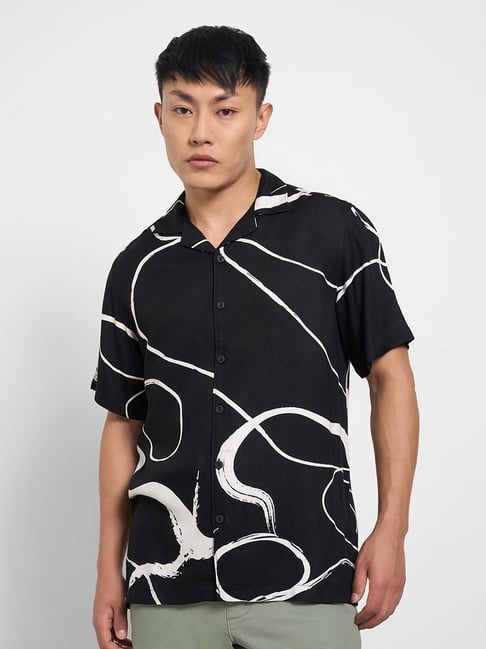 People By Pantaloons Black Relaxed Fit Printed Shirt-picture-20