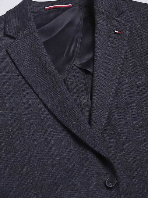 TOMMY HILFIGER Blue Wool Regular Fit Checks Blazer
