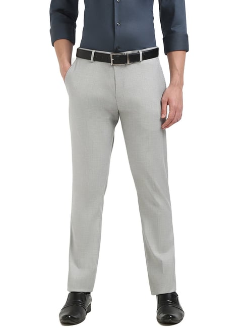 TOMMY HILFIGER Grey Polyester Regular Fit Solid Trousers-picture-46