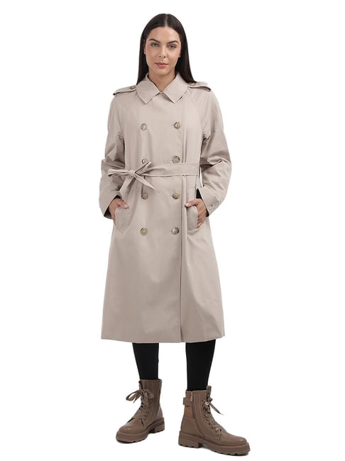 TOMMY HILFIGER Beige Cotton Solid Trench Coat
