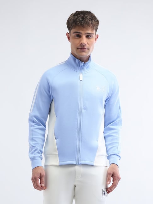 u.s. polo assn. Uspa Active Blue Cotton Regular Fit Colour Block Sports Sweatshirt-picture-32