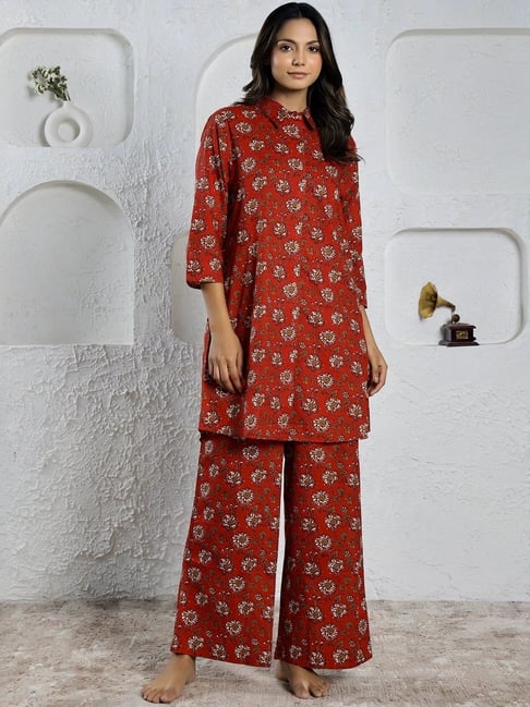 SAY Red Printed Pyjamas Set-picture-44
