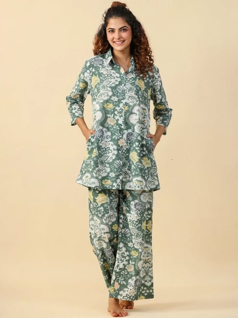 SAY Green Printed Pyjamas Set-picture-47