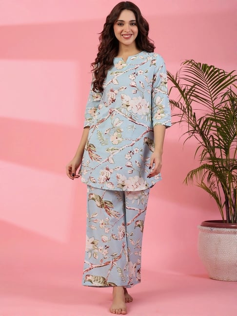 SAY Sea Green Printed Pyjamas Set-picture-31