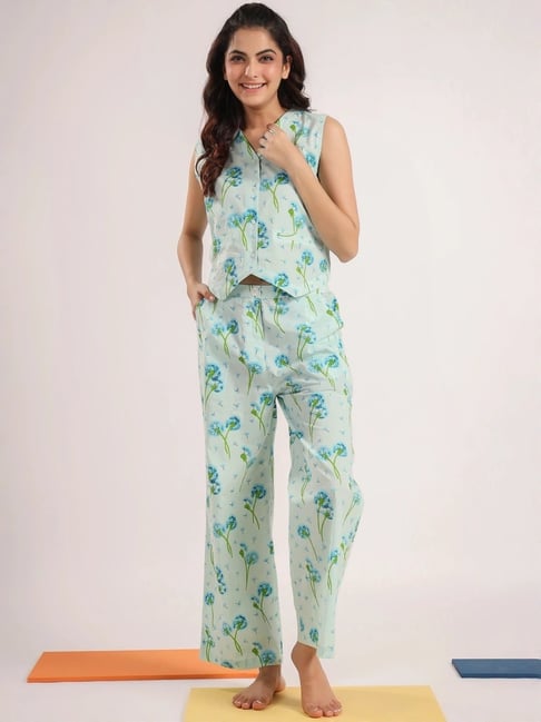 SAY Blue Printed Pyjamas Set-picture-43
