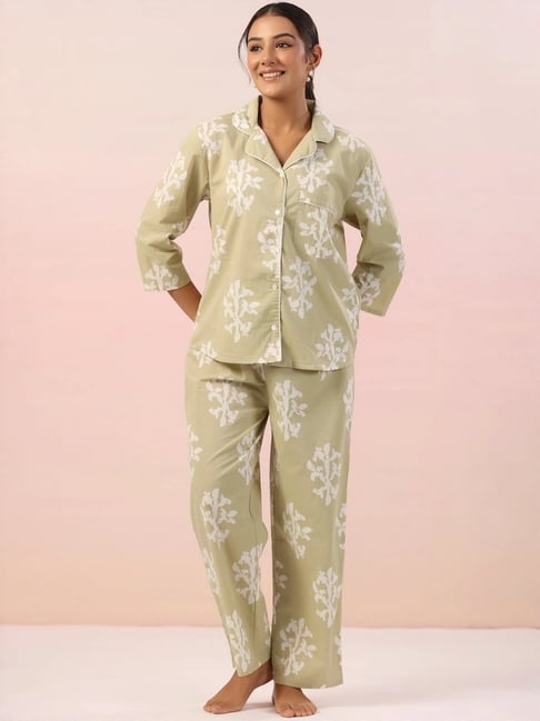 SAY Beige Printed Pyjamas Set-picture-10
