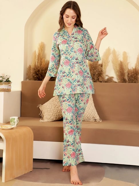 SAY Green Printed Pyjamas Set-picture-25