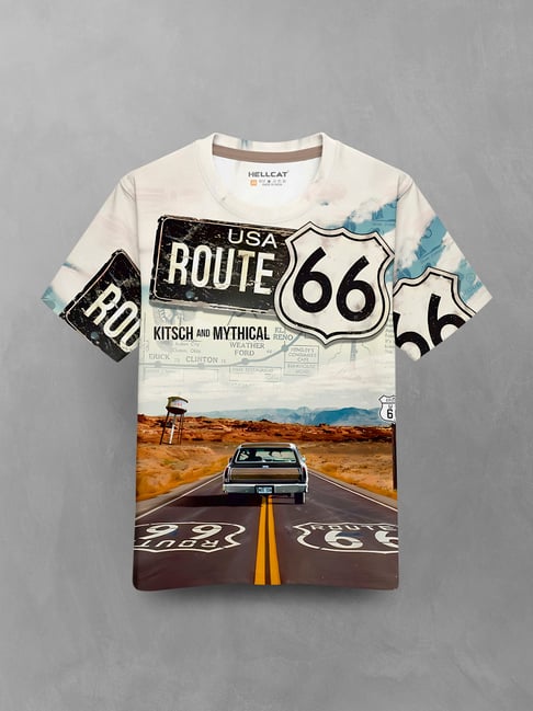 Hellcat Boys Beige Graphic T-Shirt