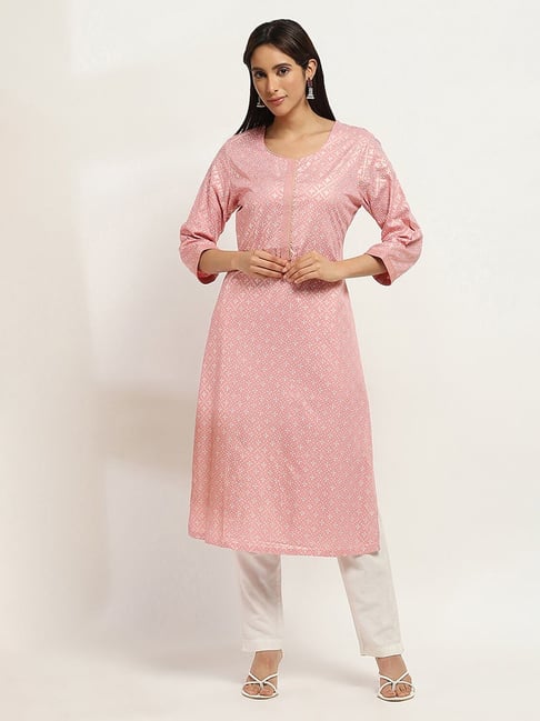 Rangriti Peach Printed Kurta-picture-25
