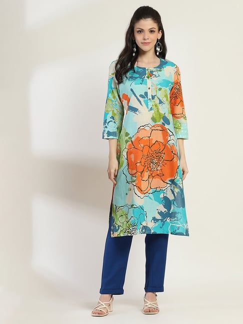 Rangriti Aqua Floral Kurta-picture-10