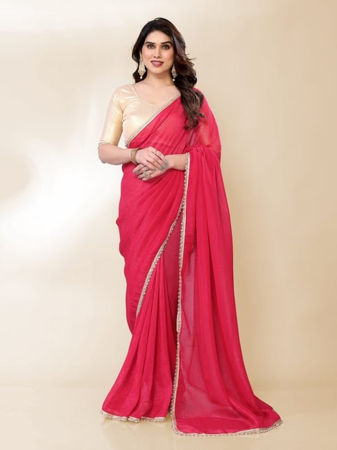 FABMORA Pink Embellished Sarees with Unstitched Blouse-picture-24