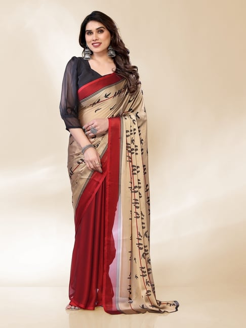 FABMORA Red Printed Sarees with Unstitched Blouse-picture-22