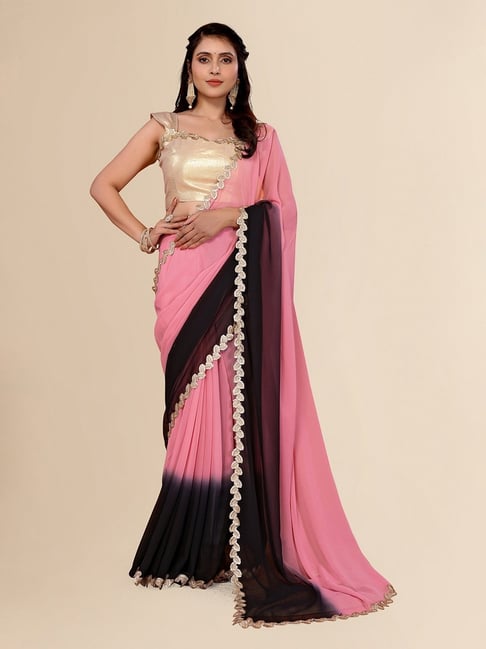 FABMORA Black Embellished Sarees with Unstitched Blouse-picture-26