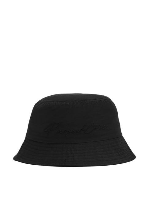 Buy Jack & Jones Black Embroidered Text Bucket Hat at Best Price
