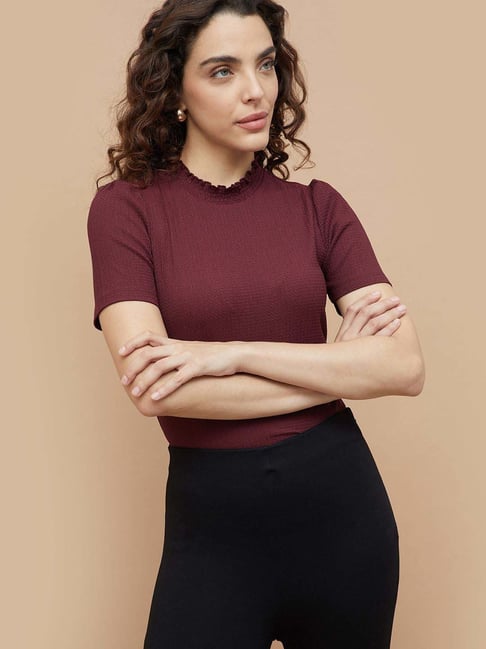 Code By Lifestyle Wine Regular Fit Top-picture-36