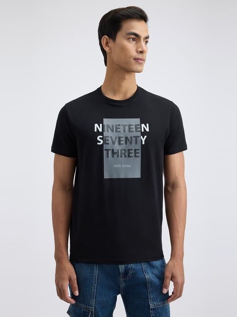 Pepe Jeans Black Slim Fit Printed T-Shirt-picture-25