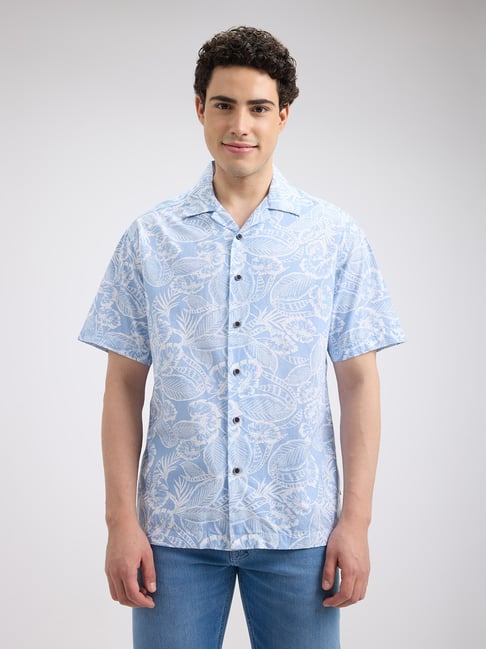 Pepe Jeans Blue Cotton Relaxed Fit Floral Print Shirt-picture-43