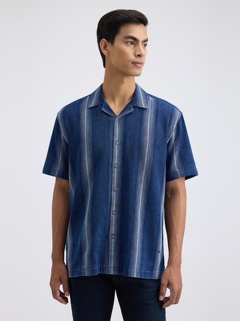 Pepe Jeans Blue Cotton Relaxed Fit Striped Shirt-picture-18