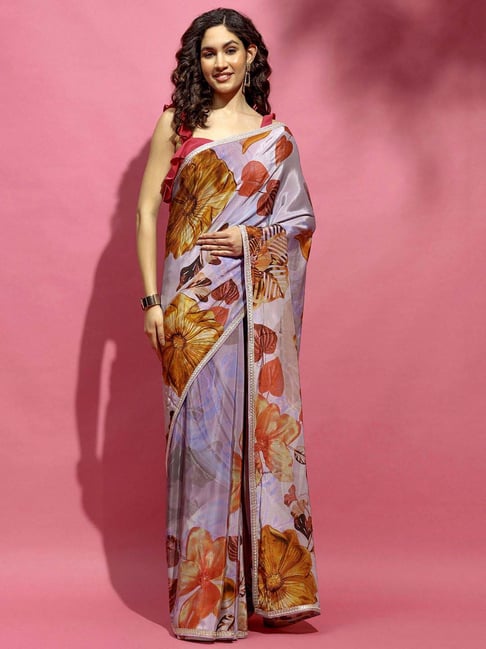 Navyasa By Liva Purple Floral Print Saree-picture-26