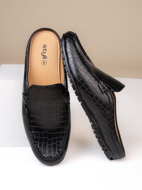 Styli Men's Black Mule Shoes-picture-41