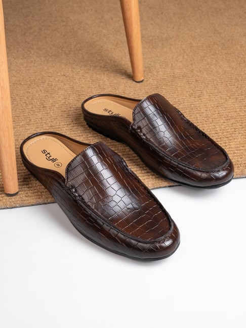 Styli Men's Brown Mule Shoes-picture-35